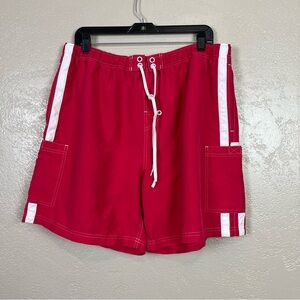 5 for $30 Mens RED BOARD SURF SHORTS 2 Cargo Pockets TIE WAIST Sports Atitude XL